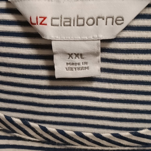 FINAL PRICE Liz Claiborne blue and white striped sleeveless blouse Size XXL - Picture 1 of 3
